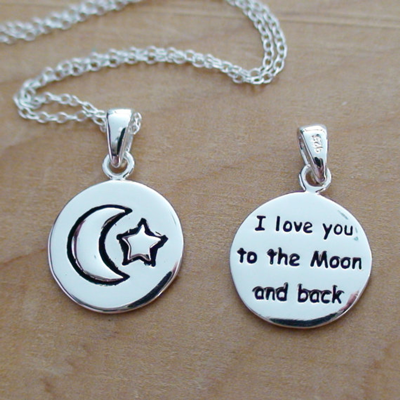 I Love You To The Moon & Back Love This Life Necklace Moon & Star Pendent  Silver | eBay